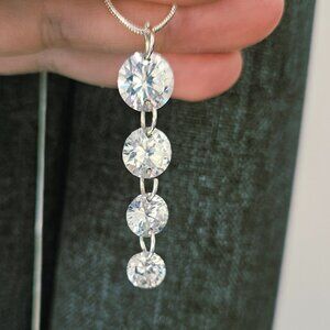 3/$15 silver plated snake chain with diamond like pendant